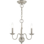 3 Light Brushed Nickel Mini Chandelier with Steel base material-Lighting LumensChandeliers