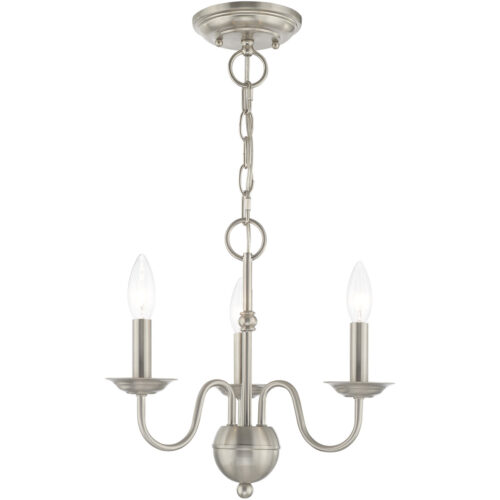 3 Light Brushed Nickel Mini Chandelier with Steel base material-Lighting LumensChandeliers