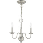 3 Light Brushed Nickel Mini Chandelier with Steel base material-Lighting LumensChandeliers