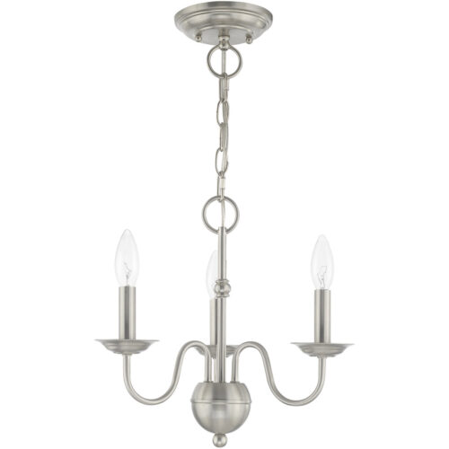 3 Light Brushed Nickel Mini Chandelier with Steel base material-Lighting LumensChandeliers