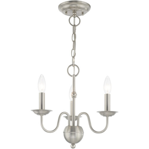 3 Light Brushed Nickel Mini Chandelier with Steel base material-Lighting LumensChandeliers