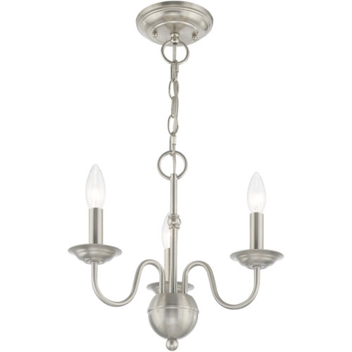 3 Light Brushed Nickel Mini Chandelier with Steel base material-Lighting LumensChandeliers