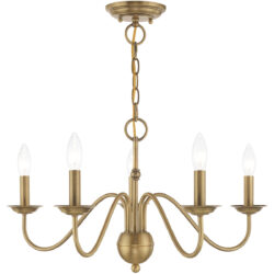 5 Light Antique Brass Chandelier with Steel base material-Lighting LumensChandeliers