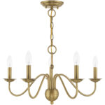 5 Light Antique Brass Chandelier with Steel base material-Lighting LumensChandeliers