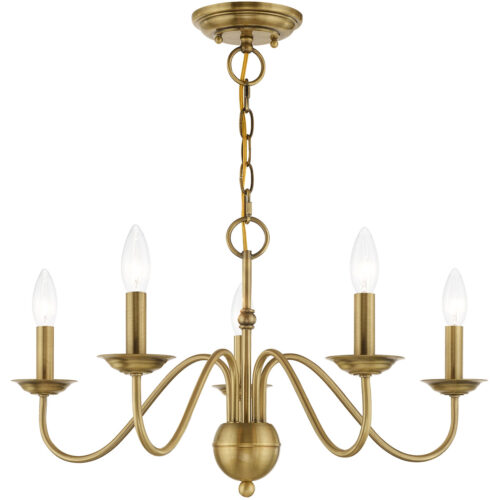 5 Light Antique Brass Chandelier with Steel base material-Lighting LumensChandeliers