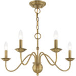 5 Light Antique Brass Chandelier with Steel base material-Lighting LumensChandeliers