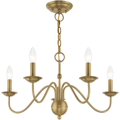 5 Light Antique Brass Chandelier with Steel base material-Lighting LumensChandeliers