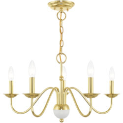 5 Light Polished Brass Chandelier with Steel base material-Lighting LumensChandeliers