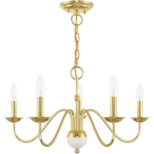 5 Light Polished Brass Chandelier with Steel base material-Lighting LumensChandeliers