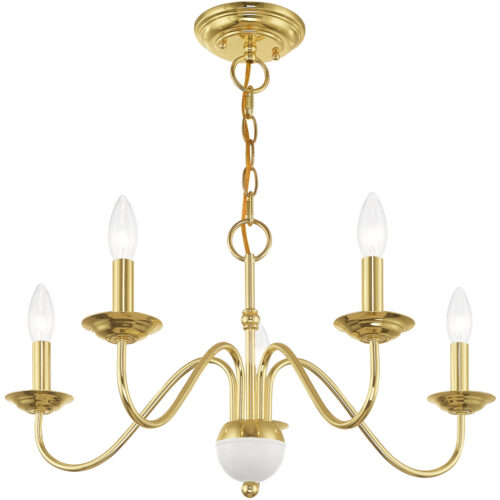 5 Light Polished Brass Chandelier with Steel base material-Lighting LumensChandeliers