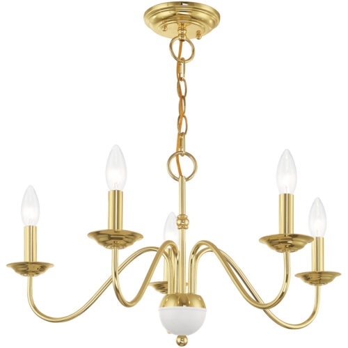 5 Light Polished Brass Chandelier with Steel base material-Lighting LumensChandeliers