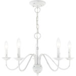 5 Light Antique White Chandelier with Steel base material-Lighting LumensChandeliers