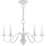 5 Light Antique White Chandelier with Steel base material-Lighting LumensChandeliers