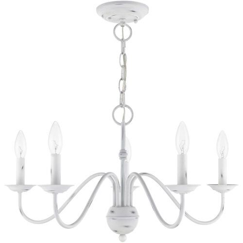 5 Light Antique White Chandelier with Steel base material-Lighting LumensChandeliers