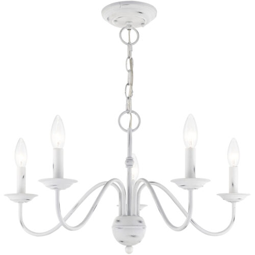 5 Light Antique White Chandelier with Steel base material-Lighting LumensChandeliers