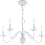 5 Light Antique White Chandelier with Steel base material-Lighting LumensChandeliers