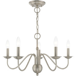 5 Light Brushed Nickel Chandelier with Steel base material-Lighting LumensChandeliers