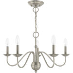 5 Light Brushed Nickel Chandelier with Steel base material-Lighting LumensChandeliers