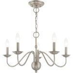 5 Light Brushed Nickel Chandelier with Steel base material-Lighting LumensChandeliers