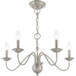 5 Light Brushed Nickel Chandelier with Steel base material-Lighting LumensChandeliers