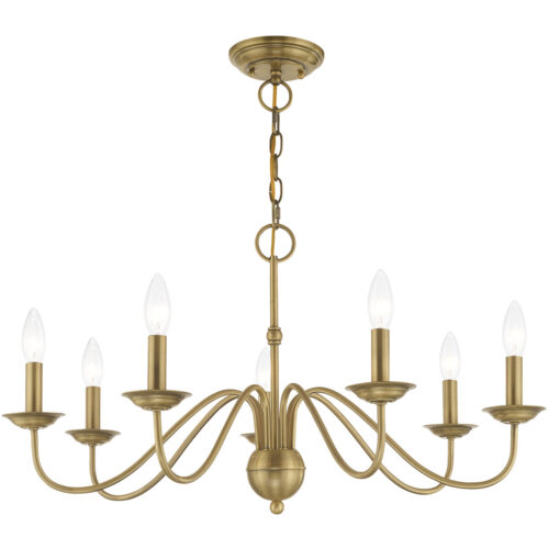 7 Light Antique Brass Chandelier with Steel base material-Lighting LumensChandeliers