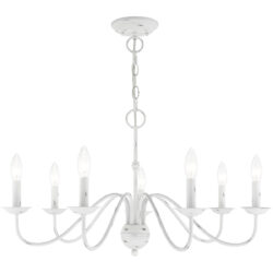 7 Light Antique White Chandelier with Steel base material-Lighting LumensChandeliers