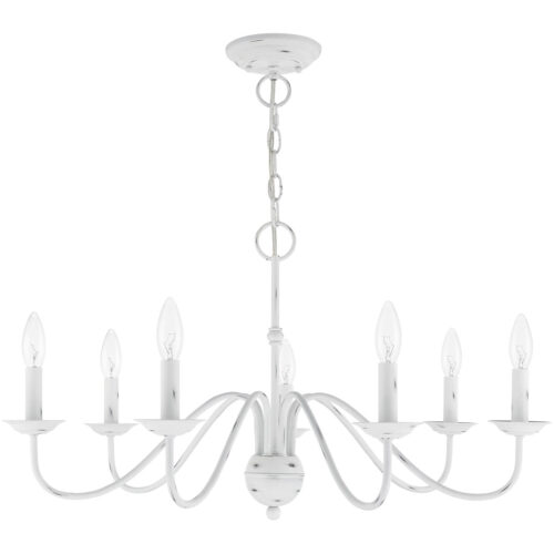 7 Light Antique White Chandelier with Steel base material-Lighting LumensChandeliers