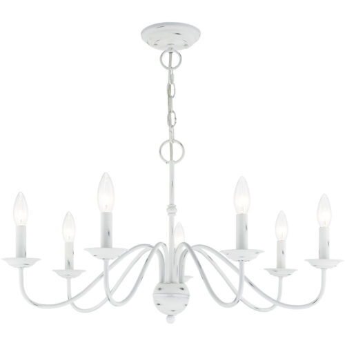 7 Light Antique White Chandelier with Steel base material-Lighting LumensChandeliers