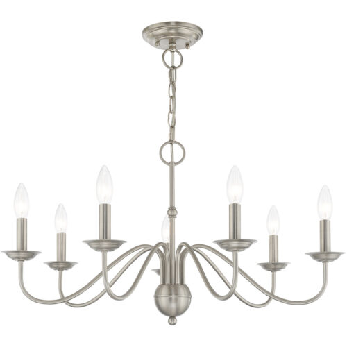 7 Light Brushed Nickel Chandelier with Steel base material-Lighting LumensChandeliers