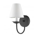 5 inch 1 Light Black Wall Sconce with Hand-Made Off-White Hard Back Shade Shade-Lighting LumensWall Sconces