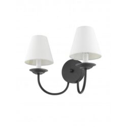 15 inch 2 Light Black Wall Sconce with Hand-Made Off-White Hard Back Shade Shade-Lighting LumensWall Sconces