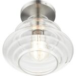 52830-91 1 Light Brushed Nickel Semi-Flush with Chrome Finish Accents-Lighting LumensSemi Flush