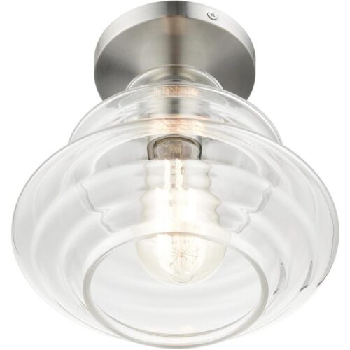 52830-91 1 Light Brushed Nickel Semi-Flush with Chrome Finish Accents-Lighting LumensSemi Flush