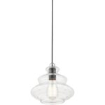 52831-68 1 Light Shiny Black Pendant with Chrome Finish Accents-Lighting LumensPendant Lights