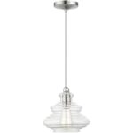 52831-91 1 Light Brushed Nickel Pendant with Chrome Finish Accents-Lighting LumensPendant Lights