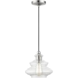 52831-91 1 Light Brushed Nickel Pendant with Chrome Finish Accents-Lighting LumensPendant Lights