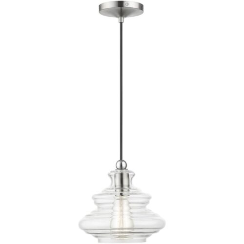 52831-91 1 Light Brushed Nickel Pendant with Chrome Finish Accents-Lighting LumensPendant Lights