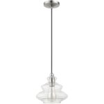 52831-91 1 Light Brushed Nickel Pendant with Chrome Finish Accents-Lighting LumensPendant Lights