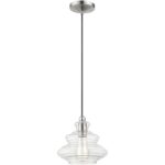 52831-91 1 Light Brushed Nickel Pendant with Chrome Finish Accents-Lighting LumensPendant Lights