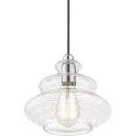 52831-91 1 Light Brushed Nickel Pendant with Chrome Finish Accents-Lighting LumensPendant Lights