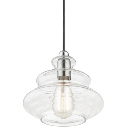 52831-91 1 Light Brushed Nickel Pendant with Chrome Finish Accents-Lighting LumensPendant Lights