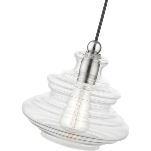 52831-91 1 Light Brushed Nickel Pendant with Chrome Finish Accents-Lighting LumensPendant Lights