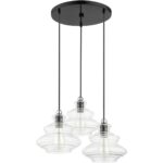 52833-68 3 Light Shiny Black Pendant Chandelier with Chrome Finish Accents-Lighting LumensChandeliers