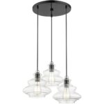 52833-68 3 Light Shiny Black Pendant Chandelier with Chrome Finish Accents-Lighting LumensChandeliers