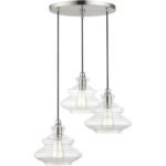 52833-91 3 Light Brushed Nickel Pendant Chandelier with Chrome Finish Accents-Lighting LumensChandeliers