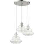 52833-91 3 Light Brushed Nickel Pendant Chandelier with Chrome Finish Accents-Lighting LumensChandeliers