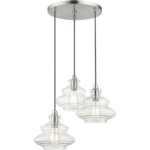 52833-91 3 Light Brushed Nickel Pendant Chandelier with Chrome Finish Accents-Lighting LumensChandeliers