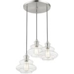 52833-91 3 Light Brushed Nickel Pendant Chandelier with Chrome Finish Accents-Lighting LumensChandeliers