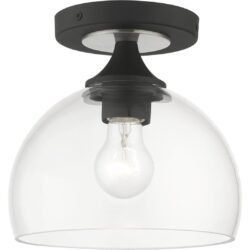 53640-04 1 Light Black Semi-Flush with Brushed Nickel Finish Accents-Lighting LumensSemi Flush