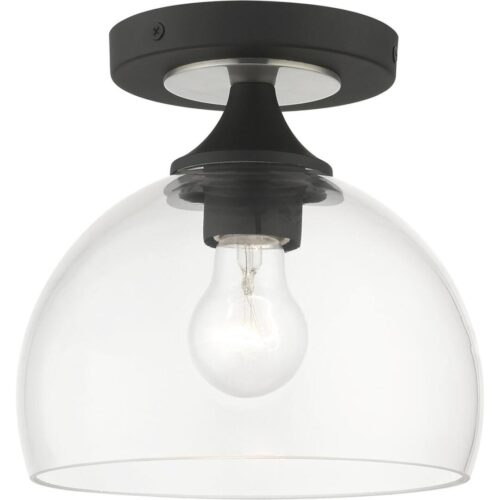 53640-04 1 Light Black Semi-Flush with Brushed Nickel Finish Accents-Lighting LumensSemi Flush